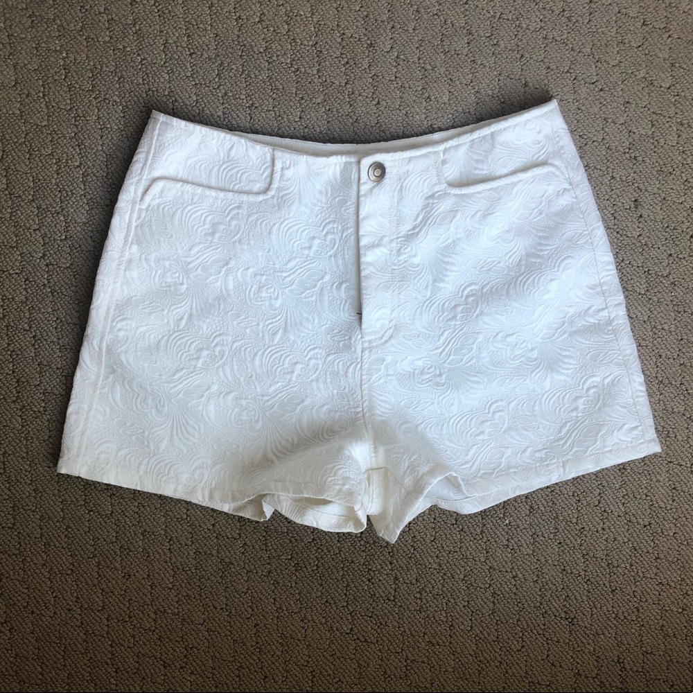 Urban Outfitters High Rise Off White Textured Shorts- Womens 6